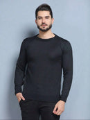 BLUSA SUÉTER DE TRICO LÃ MASCULINO LISA GOLA REDONDA MANGA LONGA INVERNO