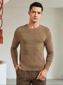 BLUSA SUÉTER DE TRICO LÃ MASCULINO LISA GOLA REDONDA MANGA LONGA INVERNO