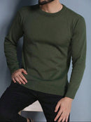 BLUSA SUÉTER DE TRICO LÃ MASCULINO LISA GOLA REDONDA MANGA LONGA INVERNO