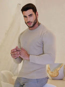 BLUSA SUÉTER DE TRICO LÃ MASCULINO LISA GOLA REDONDA MANGA LONGA INVERNO