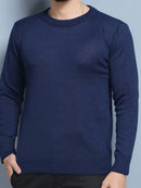 BLUSA SUÉTER DE TRICO LÃ MASCULINO LISA GOLA REDONDA MANGA LONGA INVERNO