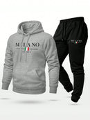 Conjunto Moletom  Milano Itália Calça e Blusa Com Capuz Bolso Canguru