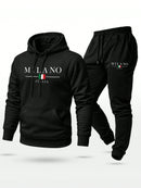 Conjunto Moletom  Milano Itália Calça e Blusa Com Capuz Bolso Canguru