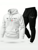 Conjunto Moletom  Milano Itália Calça e Blusa Com Capuz Bolso Canguru