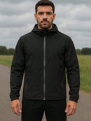 Jaqueta Masculina Corta Vento Impermeável com Capuz Removível Preta Esportiva para Academia Corrida