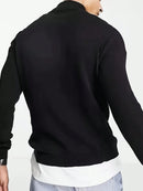 Suéter Casual de Manga Longa NEXORA com Zíper Leve para Homens, Tricô Versátil para Uso Diário