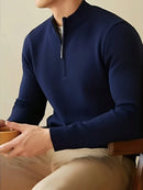 Suéter Casual de Manga Longa NEXORA com Zíper Leve para Homens, Tricô Versátil para Uso Diário