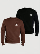 Kit 2 Blusa Moletom Gola Redonda Algodão NY