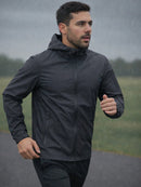 Jaqueta Masculina Corta Vento Impermeável com Capuz Removível Preta Esportiva para Academia Corrida