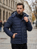 Jaqueta Bobojaco Térmica Nylon Forrada Masculina Com Capuz Removível
