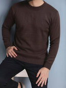 BLUSA SUÉTER DE TRICO LÃ MASCULINO LISA GOLA REDONDA MANGA LONGA INVERNO